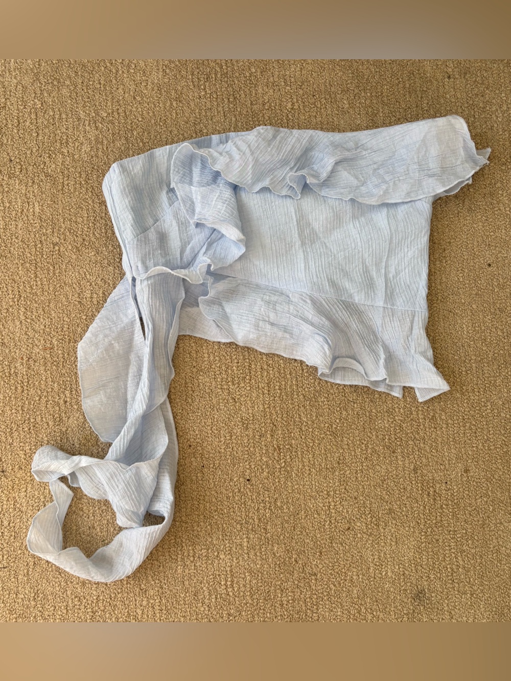 Light Blue Ruffled One-Shoulder Top
